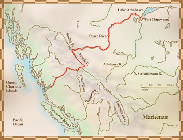 Маршрут экспедиции Маккензи (1792-1793)